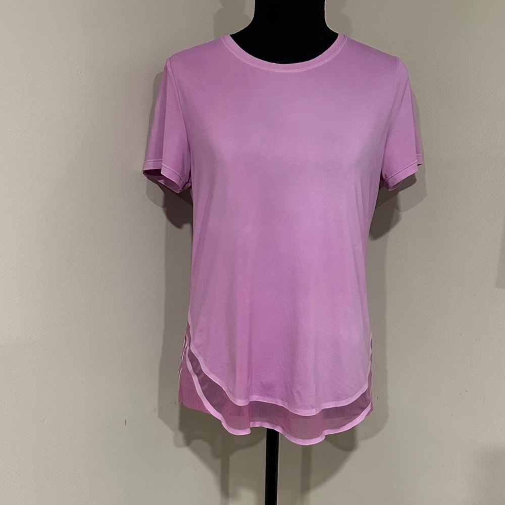 *ATHLETA* Lavender-Pink Short Sleeve Layered Hem Tee Size Small